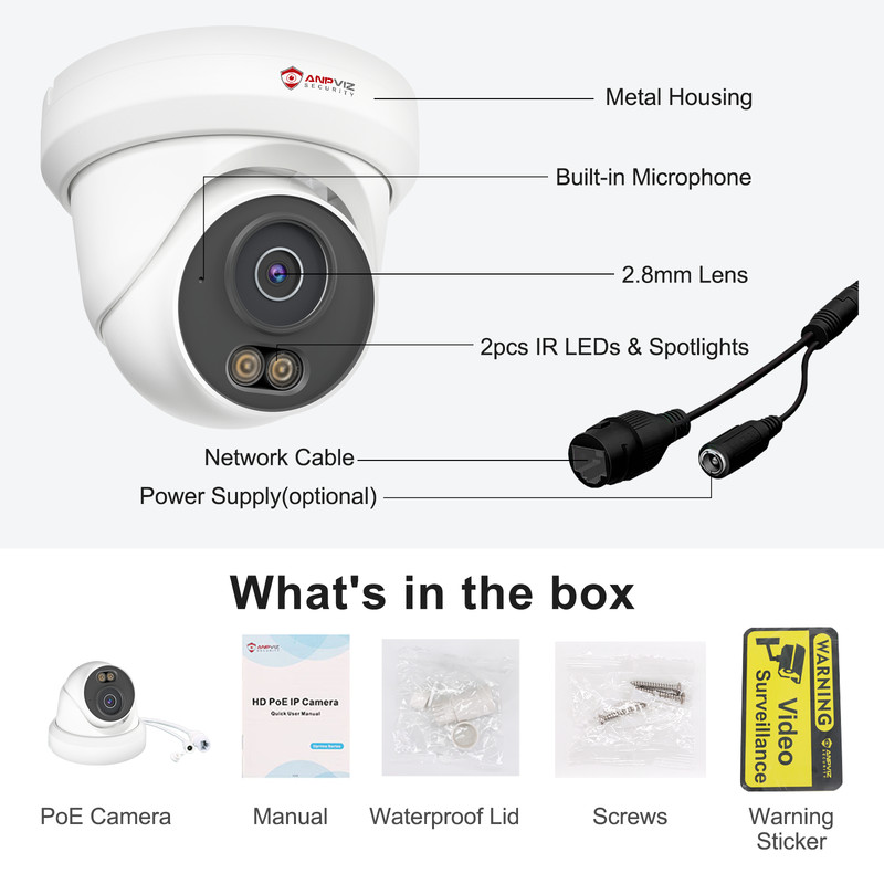 Anpviz 4K 8CH NVR 4MP POE AI Outdoor IP Security Camera System Color Night Audio gallery