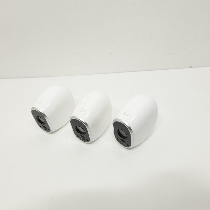 Lot of 3 Netgear Arlo HD Wireless Security Cameras VMC3030 Indoor Outdoor White