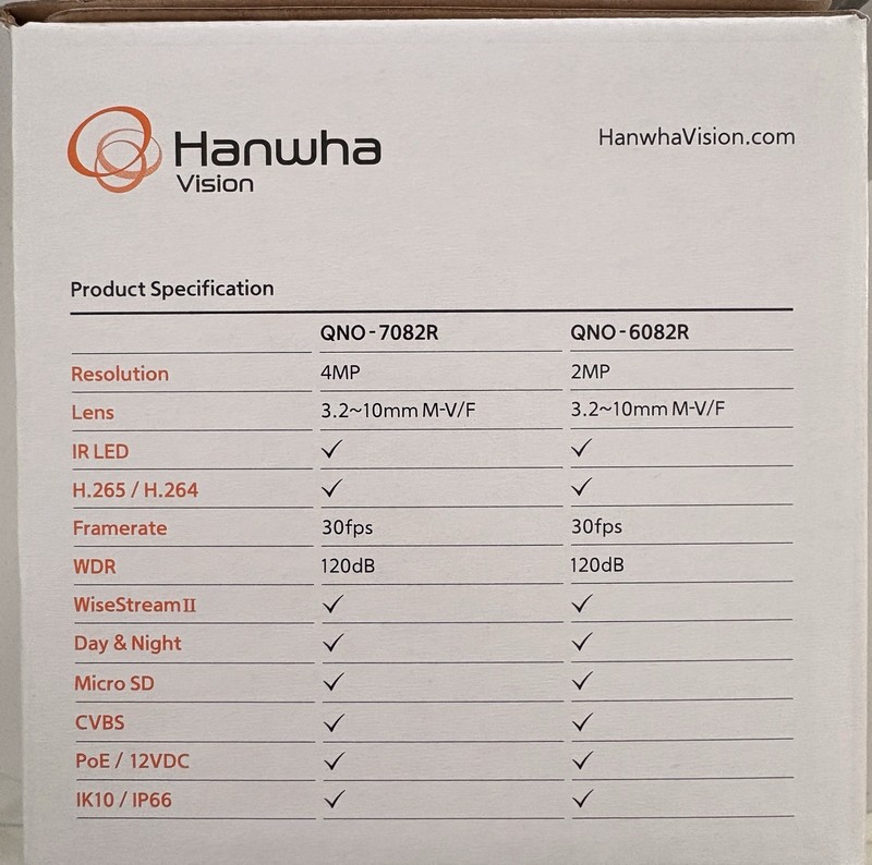 Hanwha Vision QNO-6082R 2MP Outdoor Network Bullet Camera with Night Vision -NEW gallery
