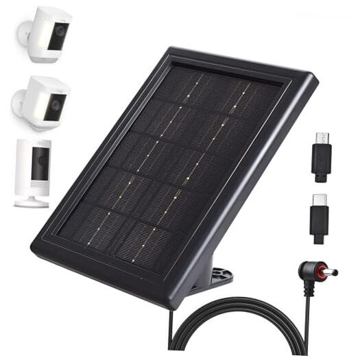 Ring Camera Solar Panel Charger, 5V 3.5W Solar Charger 4 1 Pack Black gallery