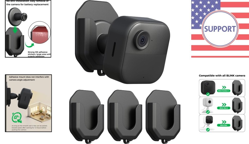 Compact 3 Pack Black Adhesive Wall Mounts for Blink Camera Mini & Outdoor Series gallery