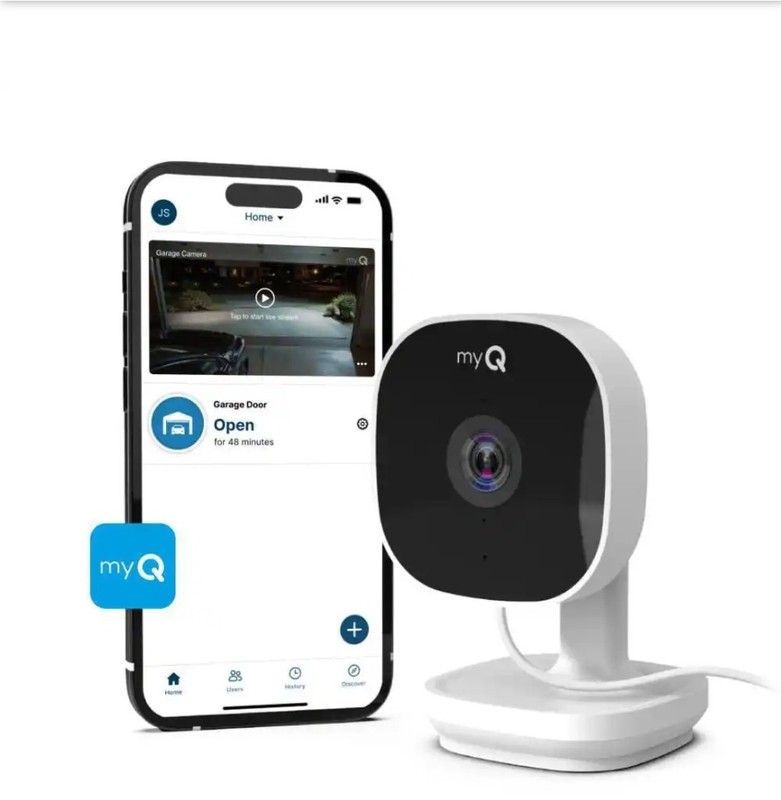 myQ – Smart Garage Security Camera – HD 1080p – Indoor Wi Fi – White OPEN BOX.