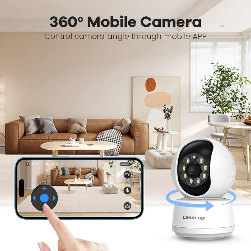 Smart Security Camera, 1080P Home Security Camera, Pan & Tilt 2.4Ghz Indoor IP C gallery