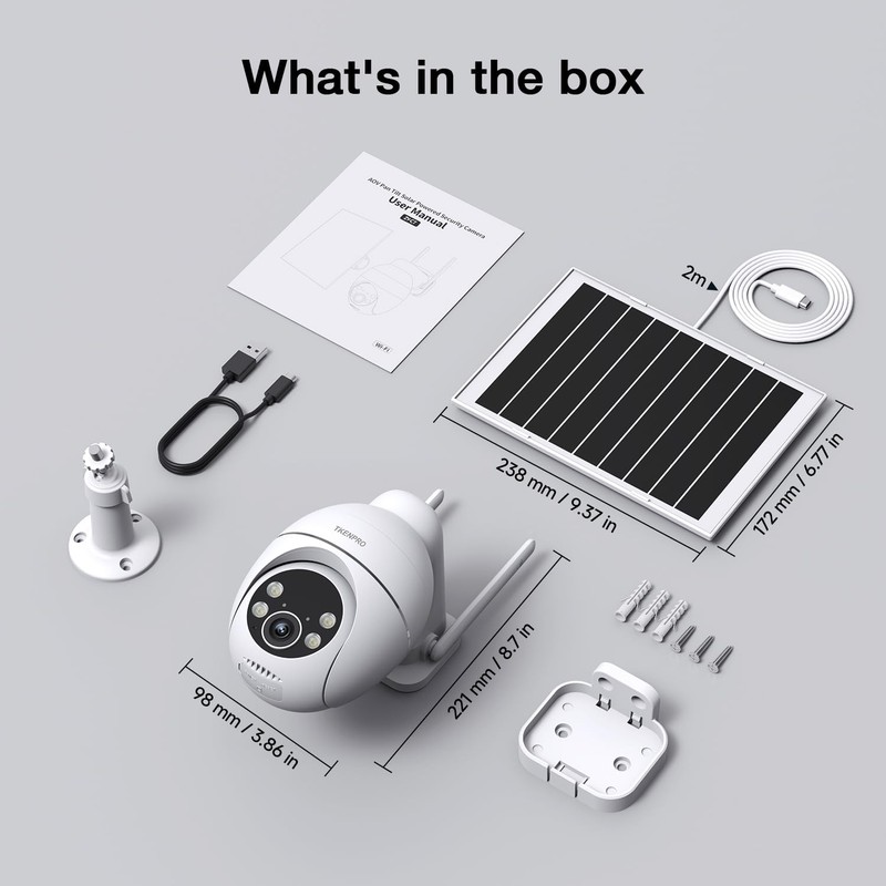 TKENPRO Solar Security Cameras Wireless Outdoor, 2.4GHz Wi-Fi, 24/7 Continuou... gallery