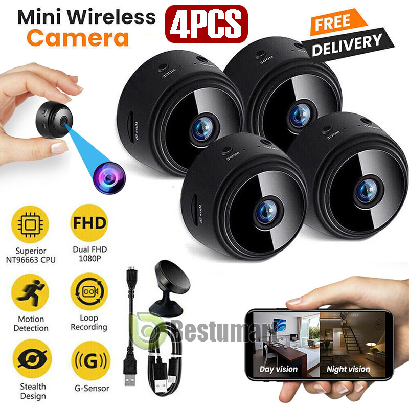 4 Camaras De Seguridad Wifi Exterior Inalambrica Con Vision Nocturna Video Audio