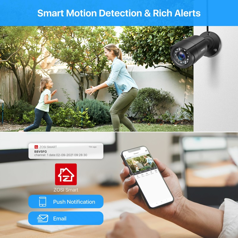 ZOSI 8CH 5MP Lite DVR 2MP Home Security Camera System 24/7 Remote IR Night CCTV gallery