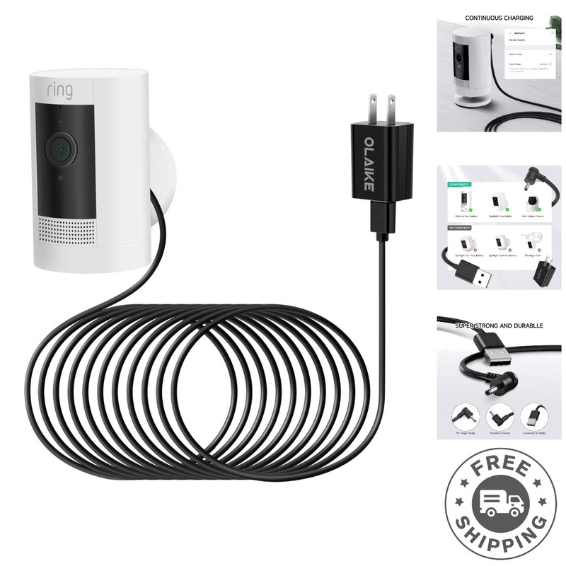 Certified 16ft Power Adapter Cable for Ring Stick Up Cam – Indoor/Outdoor Use