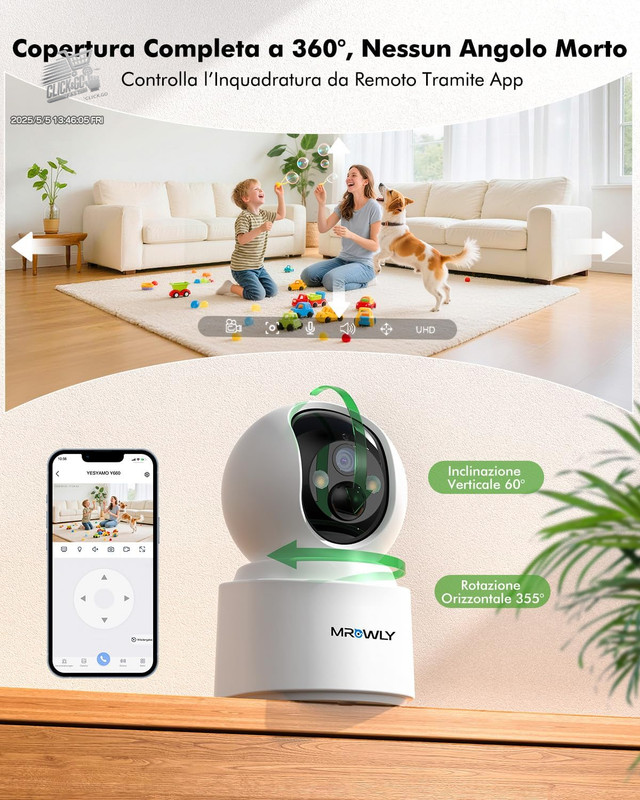 4MP 2.5K Wireless Indoor WiFi Camera with 6000Mah Battery, 360° Rotation gallery