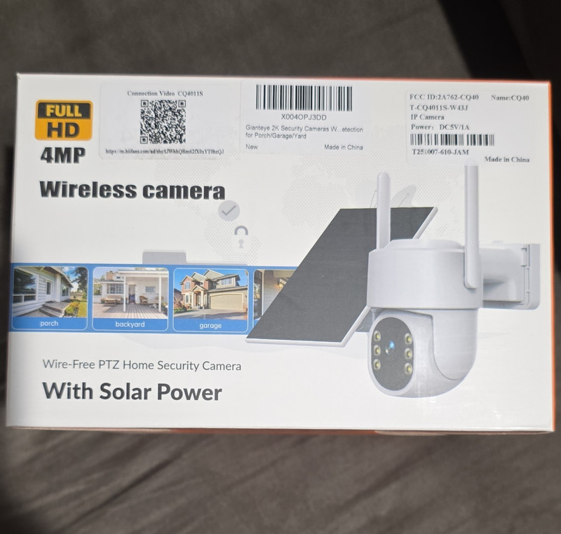 Glanteye CQ40 4MP Wi-Fi Wireless IP PTZ Camera, Solar/Battery, Outdoor, White
