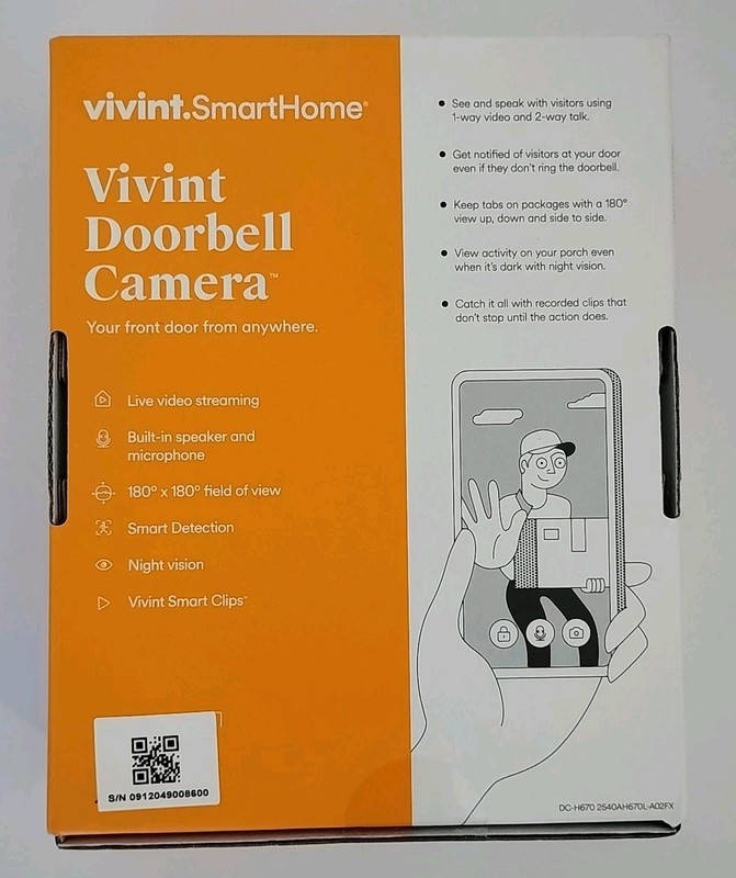 Vivint Doorbell Camera Pro HD VS-DBC300-WHT 1080p 180° Ultra Wide Lens NIB gallery