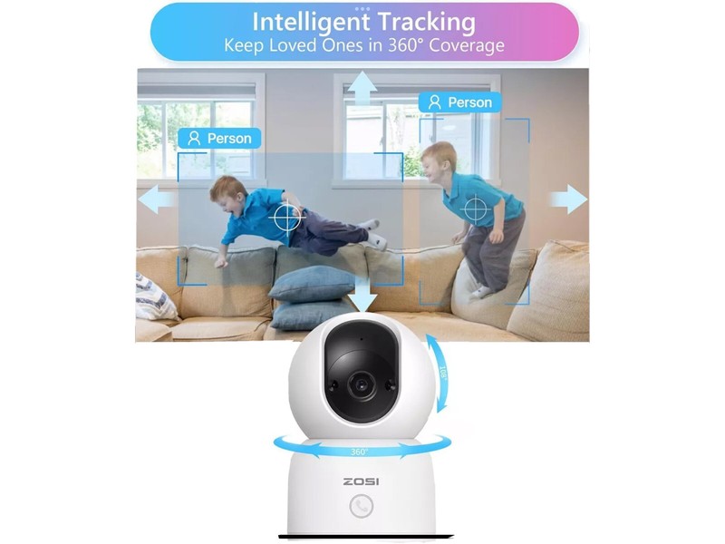 ZOSI 3MP/4MP 360° Swivel Wireless PTZ Indoor Camera 2-Way Audio Night Vision F16 gallery