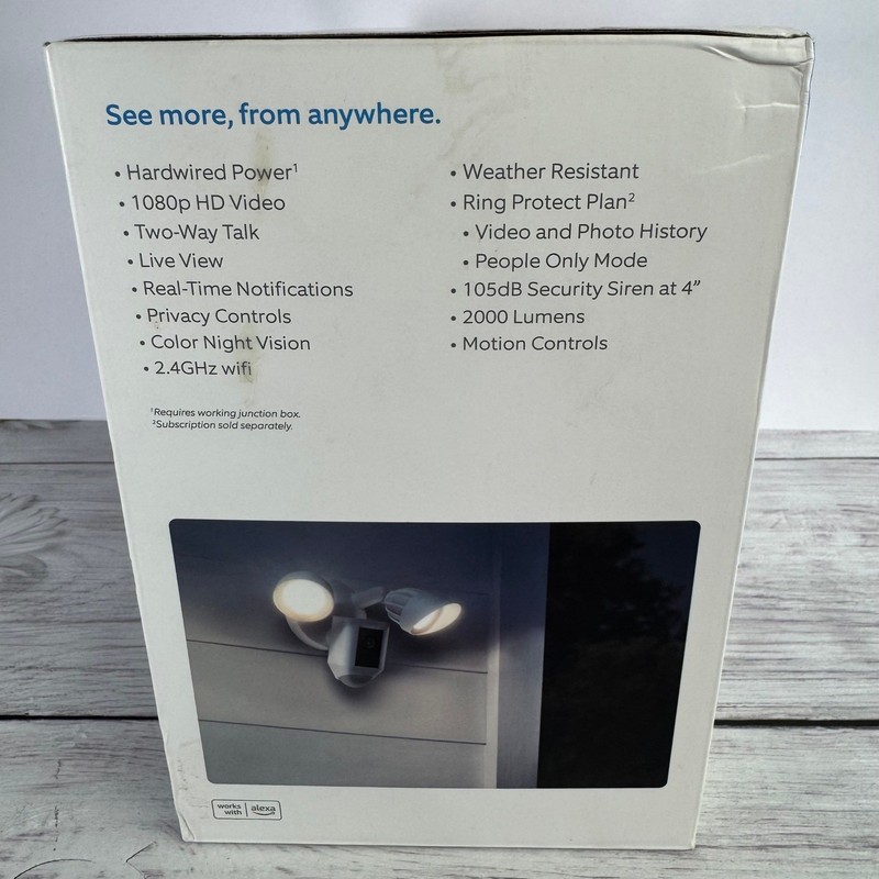 Ring Floodlight Cam Wired Plus White 1080p HD Outdoor Security Camera Siren New gallery