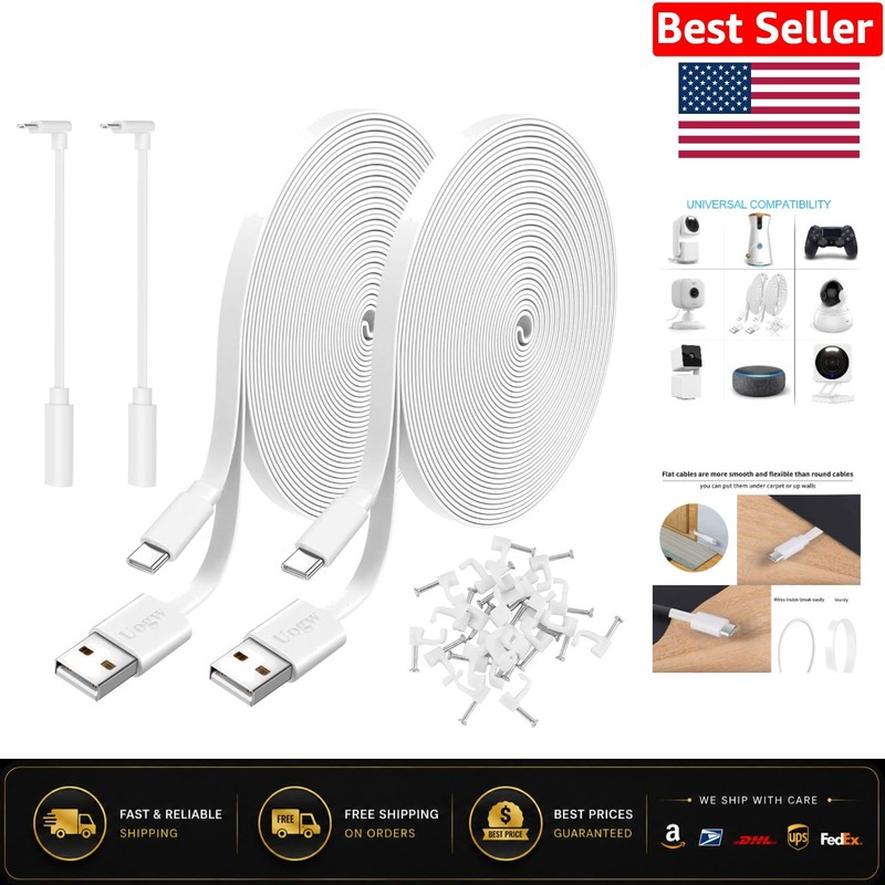 2 Pack 25FT Power Extension Cables for Wyze Cam & More – Waterproof, White