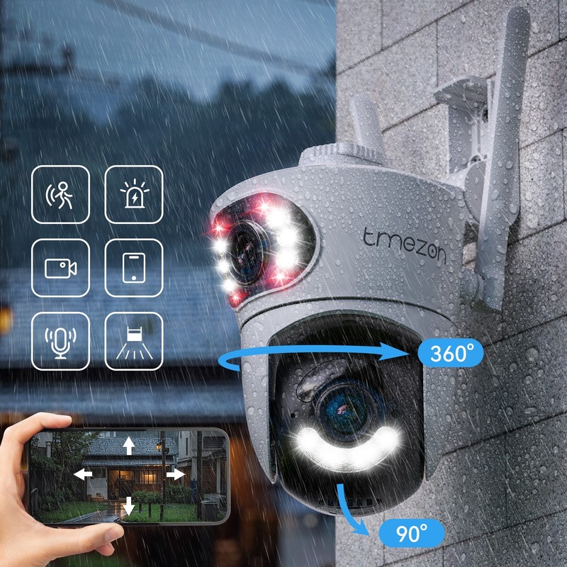 Dual Lens 4MP WiFi Security Camera Zoom Outdoor Home Night Vision CCTV PTZ HD gallery