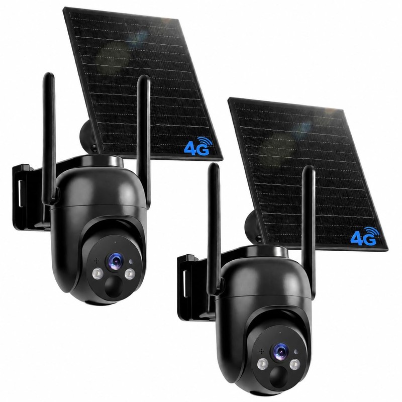 TOVDOR No WiFi Security Camera with Built-in SIM Card 4G LTE Cellular Solar S...