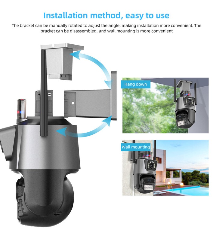 2.4G WiFi IP Dual Lens Camera 6MP HD Night Vision Security CCTV Onvif PTZ Camera gallery