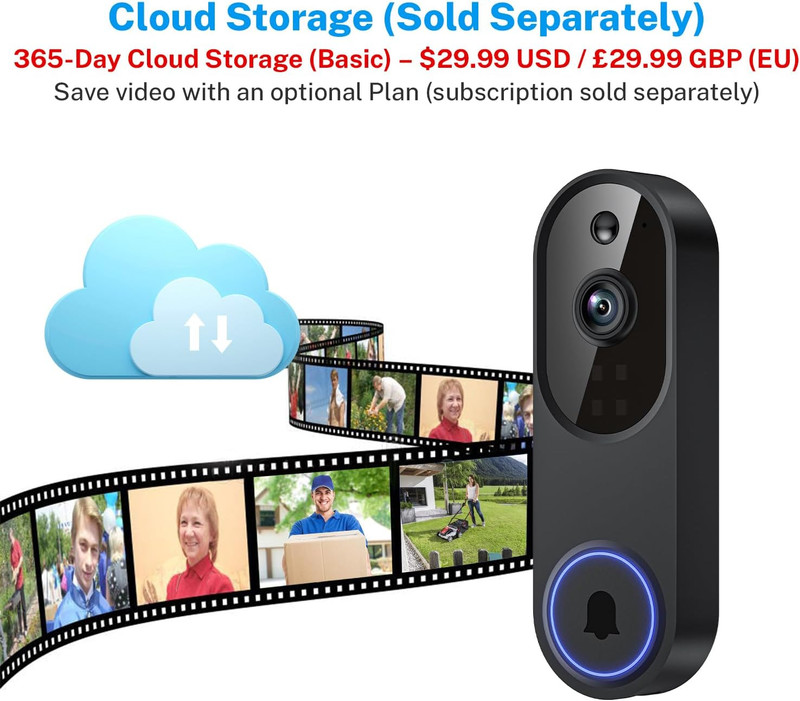1080P Wireless Video Doorbell Camera Battery Powered AI Human Motion Detection gallery