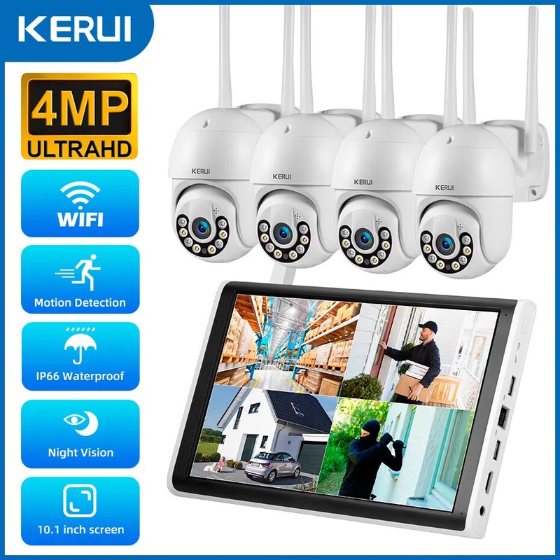 4MP HD PTZ WIFI IP Camera 8CH Wireless LCD Monitor NVR Kit Home Security Camera gallery