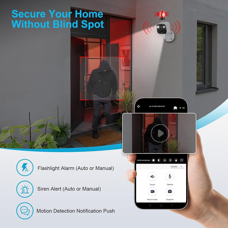Security Cameras Wireless Outdoor, Battery Powered Wifi Camera for Home Security gallery