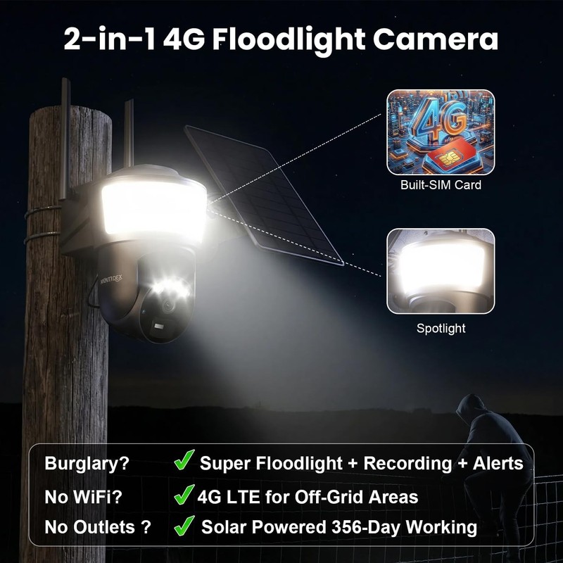 4G LTE Cellular Solar Security Camera Wireless Outdoor, Free Cloud Storage, N... gallery