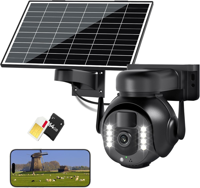 4K 8MP 4G LTE Wireless Security Camera with Night Vision & Two-Way Audio
