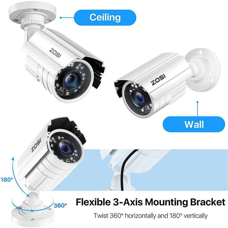 80 Ft. Wired 2MP Outdoor Bullet Security Camera Compatible with 4-In-1 HD-CVI/TV gallery