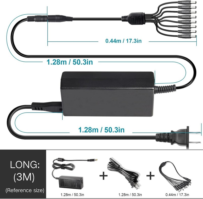 Reliable 12V 5A Power Supply Adapter with 8-Way Splitter for Enhanced Security gallery