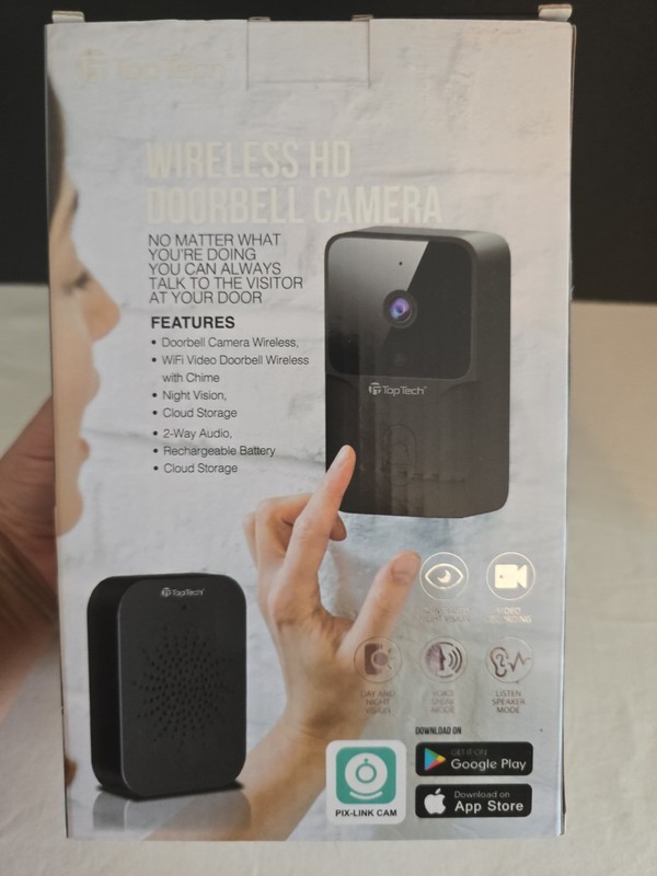 Top Tech Wireless HD Doorbell Camera TT-B32U Night Vision, Record, Listen New gallery