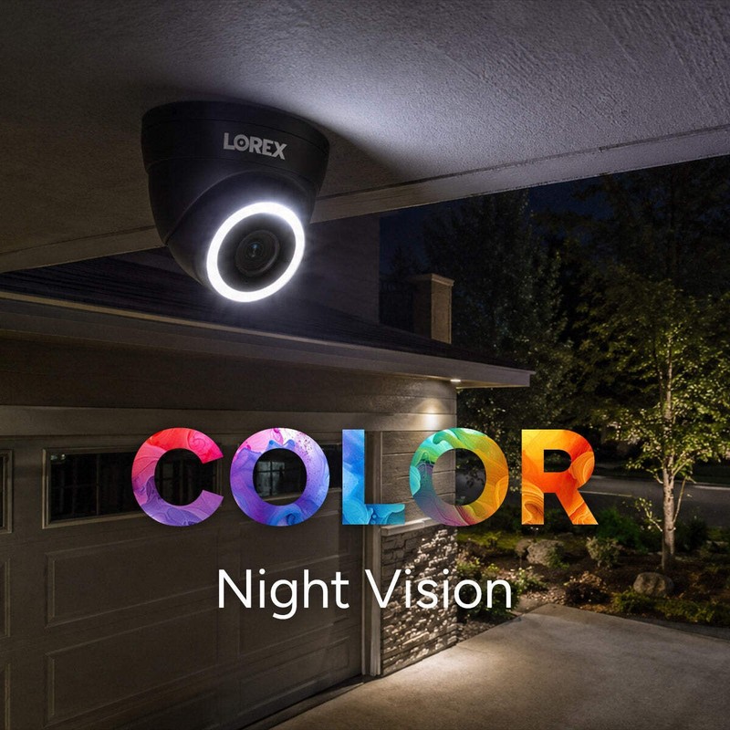 Lorex Connect V3 4K Wired PoE Turret Camera with Smart Security Lighting - White gallery