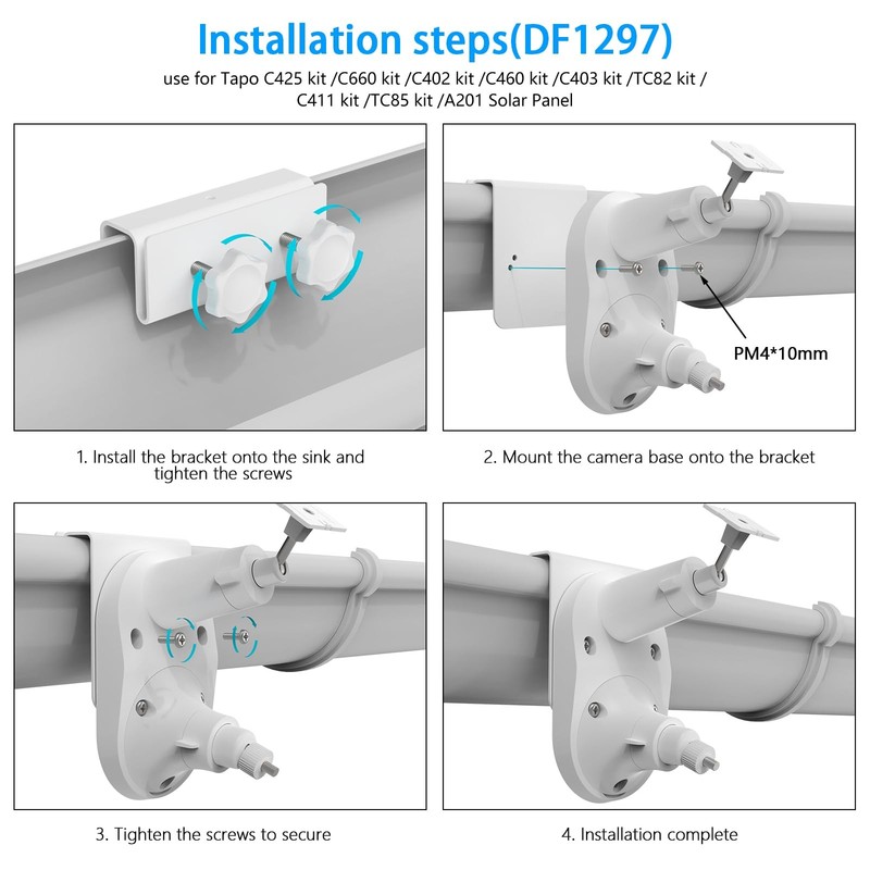 VOMENC Gutter Mount for TP-Link Tapo C402, C460, C403, C660, C615F, C645D, C4... gallery