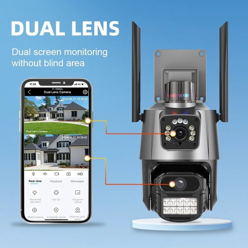 Dual Lens 4K WiFi Security Camera 8X Zoom Outdoor Home Night Vision CCTV PTZ gallery