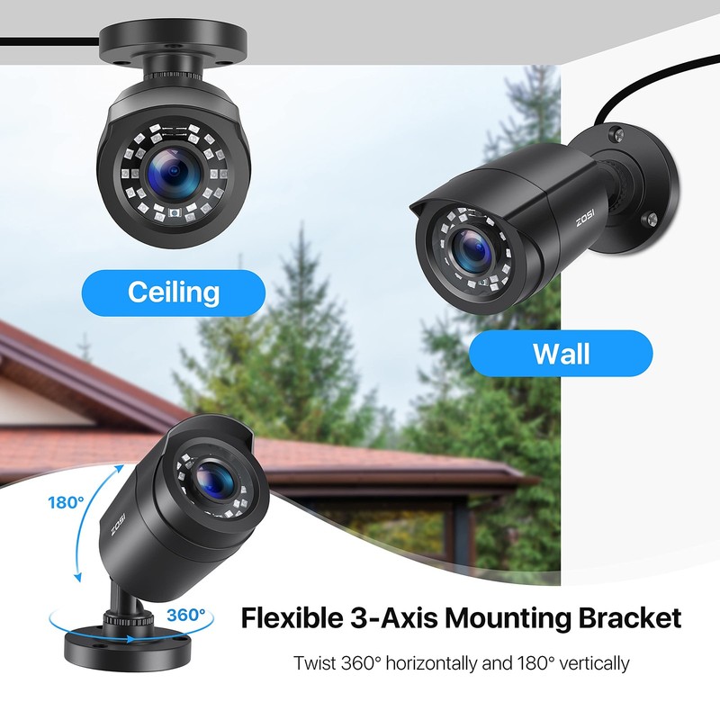1080P 4 Pack HD TVI Security Cameras, 80ft Night Vision, Outdoor Indoor Weath... gallery