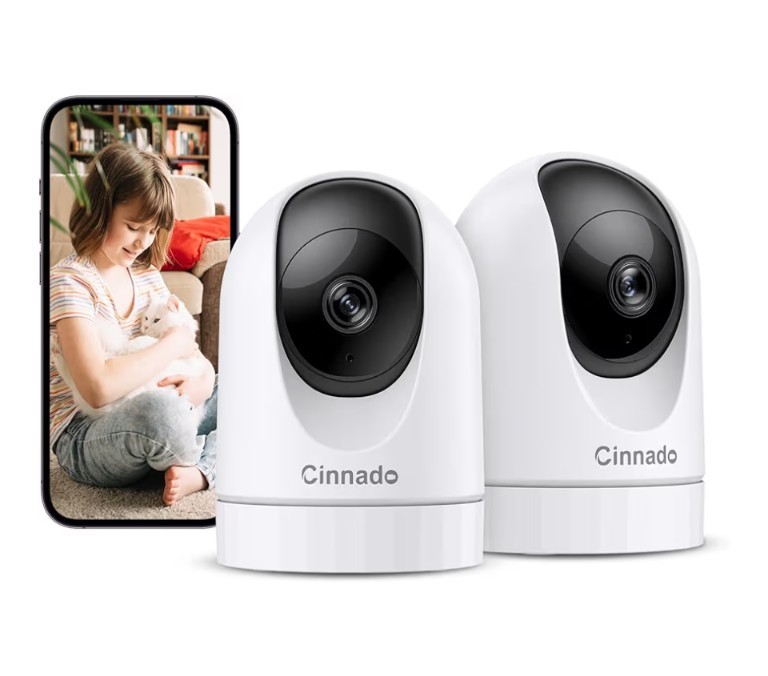 Cinnado D1 2K Indoor Security Camera – 2 Pack | Pan/Tilt, Night Vision, AUDIO