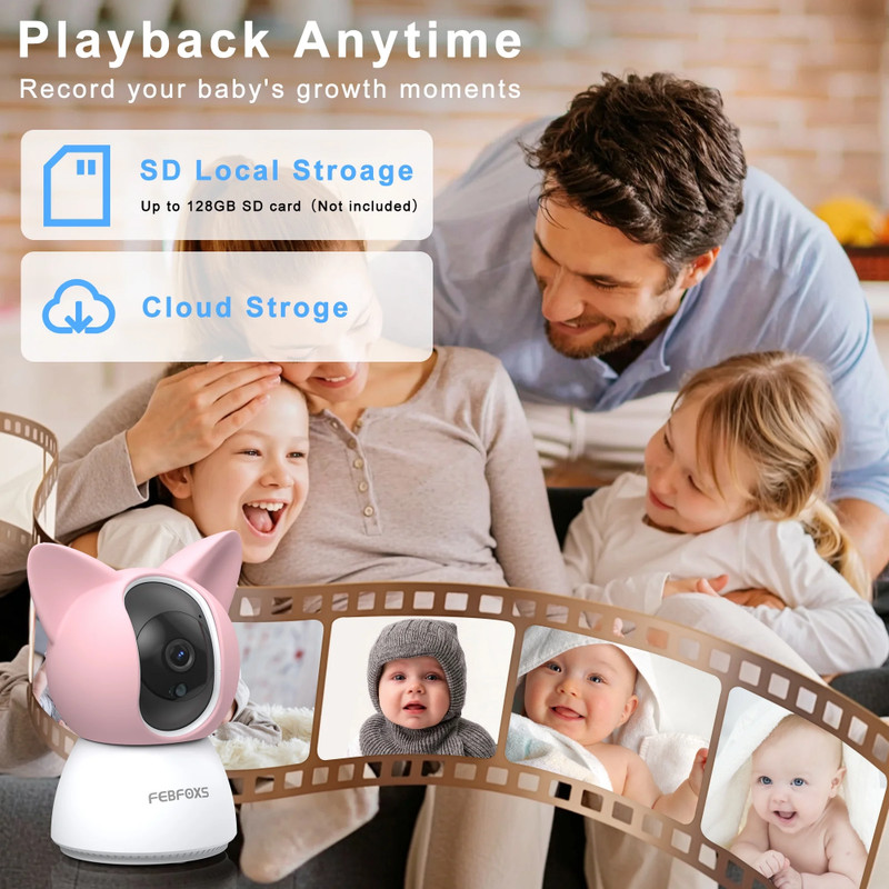 2K Baby Monitor Camera Indoor WiFi 5GHz 360° PTZ Two-Way Audio Motion Tracking gallery