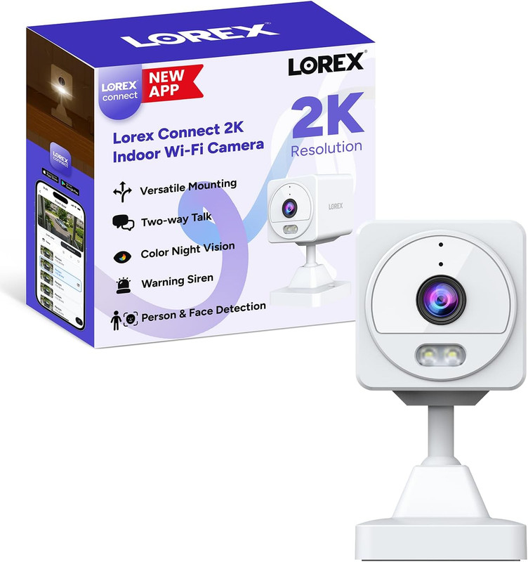 Connect (New App) | 2K Indoor Wi-Fi Camera | Color Night Vision | Person & Face
