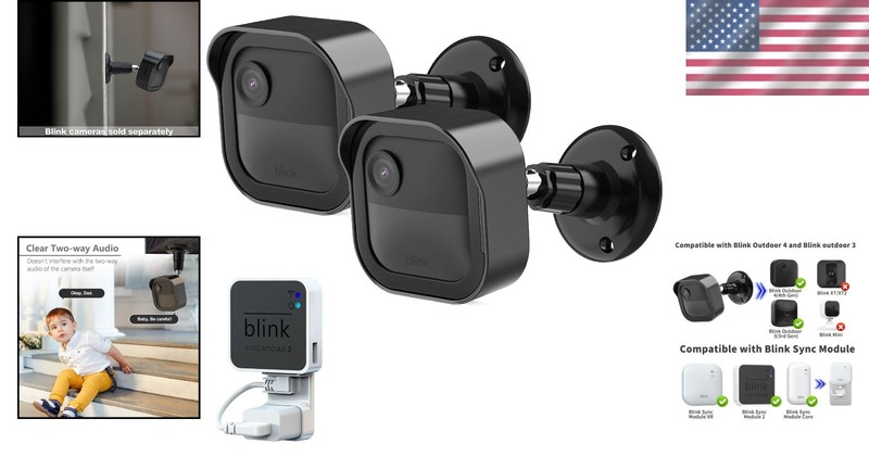 2-Pack Blink Outdoor Camera Mounts with 360° Adjustable Bracket & Sync Module gallery