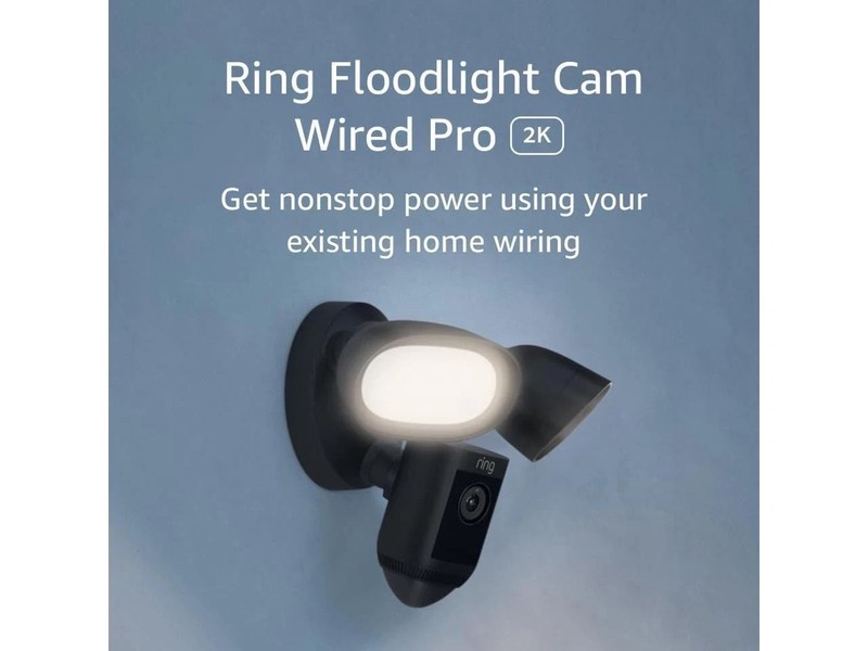 Ring Floodlight Cam Wired Pro with Motion Activated 1080p HD Video Black gallery