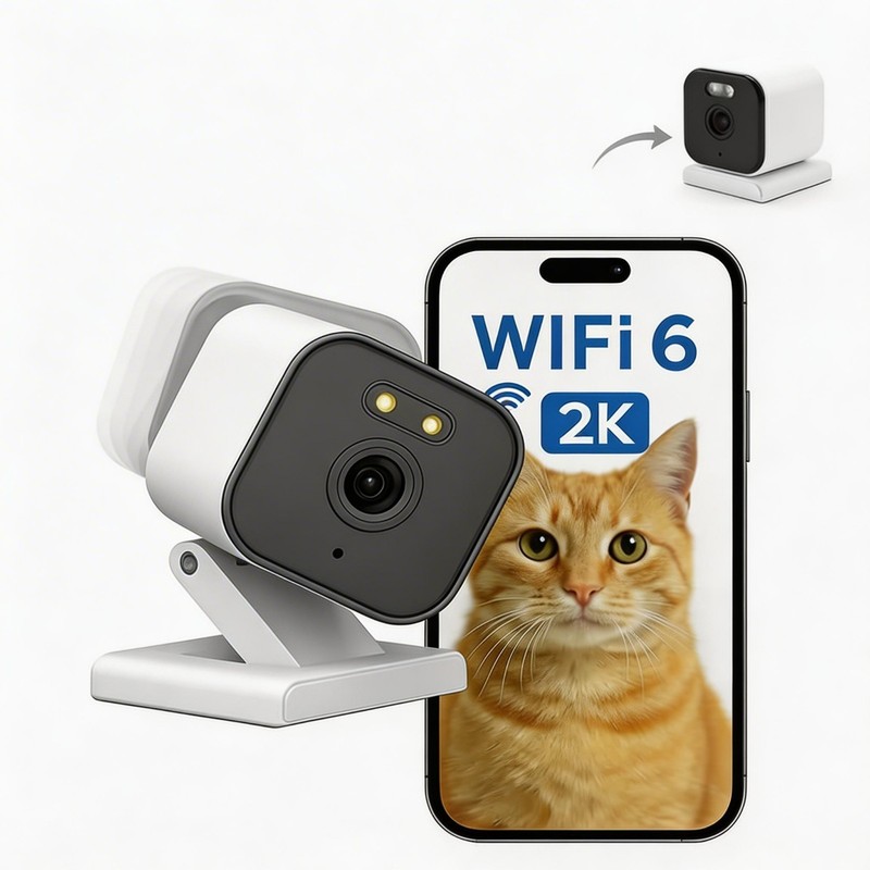 2K 4in1 Wired Home Security Camera Indoor Baby Monitor & Pet Camera Night Vision