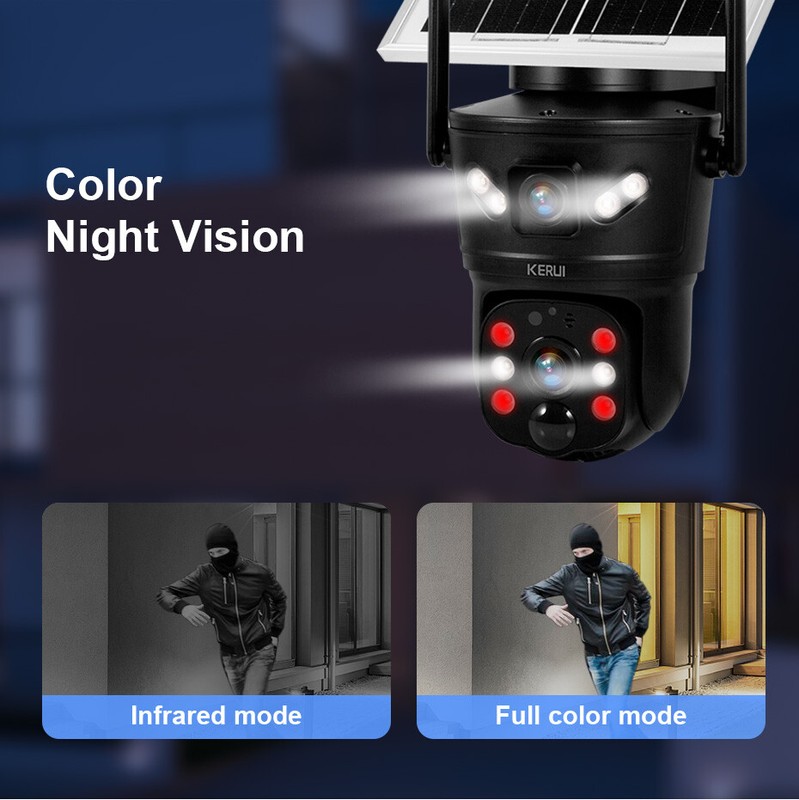 3PCS 6MP Solar Camera WIFI Solar Panel Dual Lens Camera Home Security CCTV Video gallery