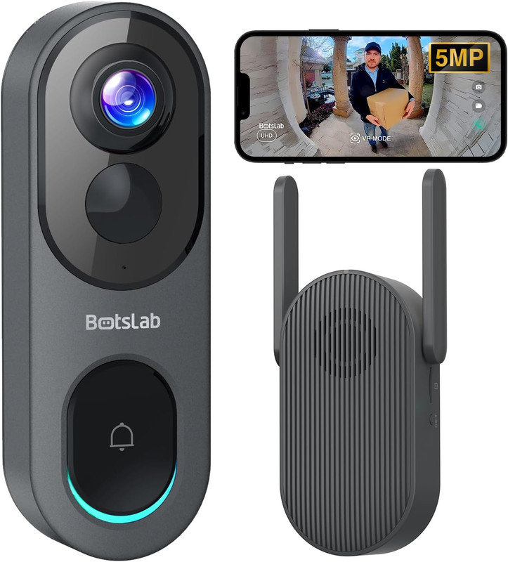 5MP Wireless Video Doorbell Camera,180° Head-To-Toe View, AI Motion Detection, V gallery