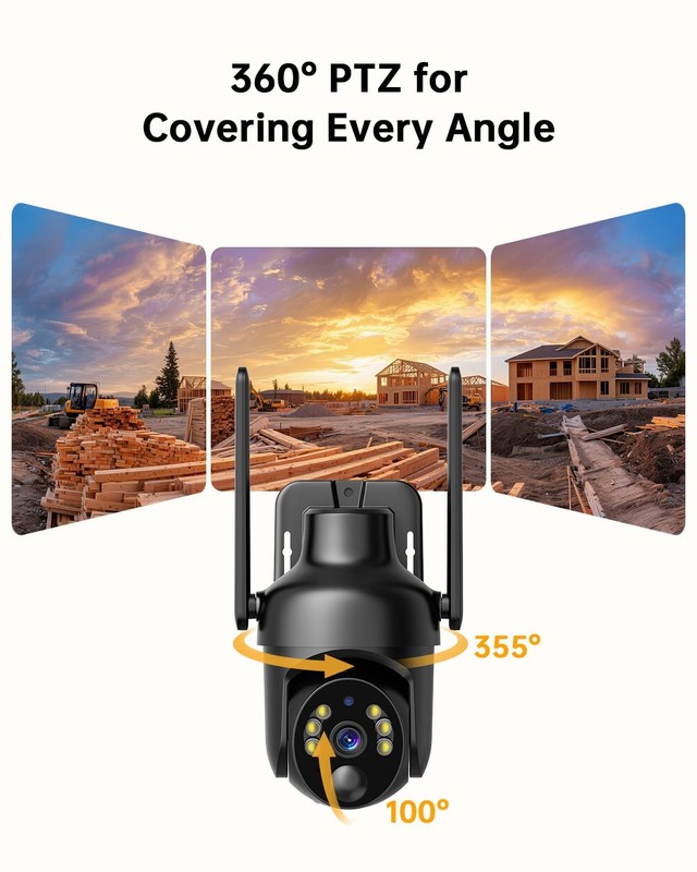 No WiFi Security Camera with Built-in 4G LTE SIM Card, 360° Panoramic View, 2... gallery