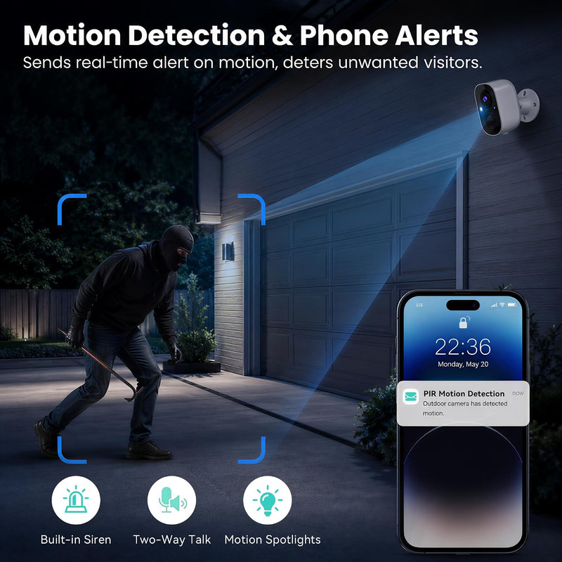 2K Security Cameras Wireless Outdoor,Wifi Cameras for Home Security | FHD WIFI I gallery