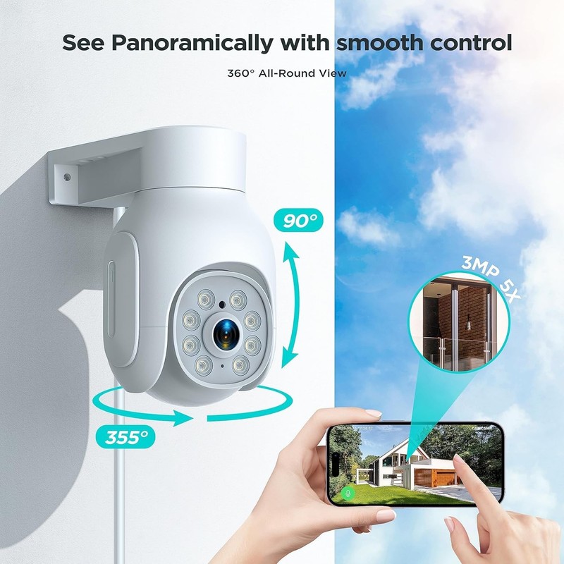 Wireless 3MP Outdoor Surveillance Camera: 360° Coverage & Easy App Control gallery