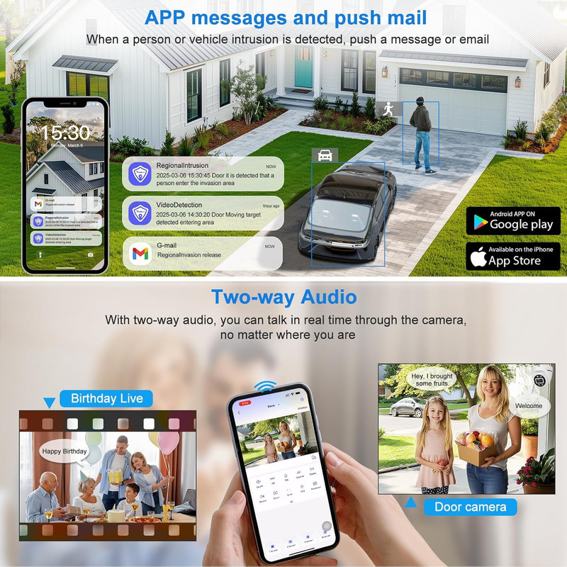 2-Way Audio Poe Security Camera System,4Pcs Wired 4MP Dome IP Camera for Home Se gallery
