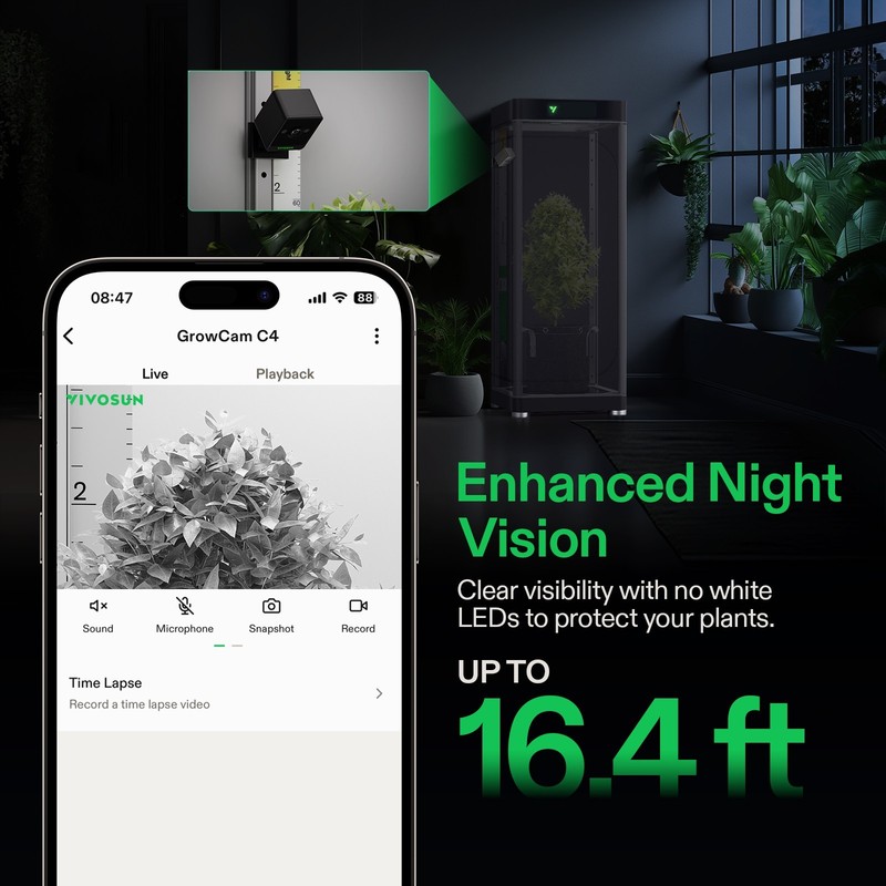 VIVOSUN GrowCam C4 2K QHD Smart WiFi Camera Plant Monitor Timelapse Night Vision gallery