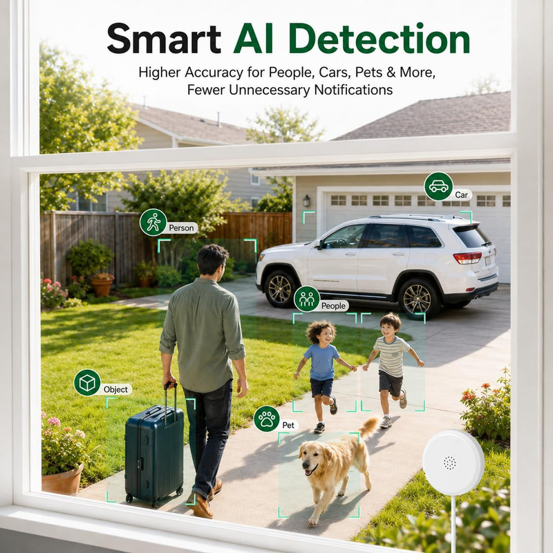 2K No-Drill Window Security Cameras, 2Packs Magnetic Cameras for Home Security, gallery