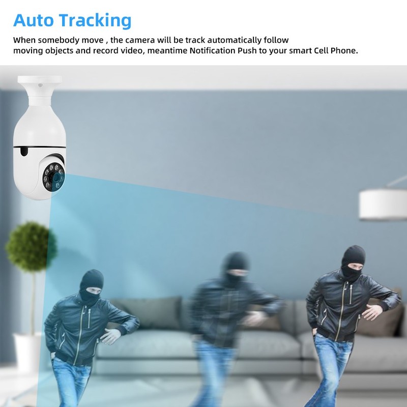 2X 360° 1080P IP E27 Light Bulb Camera wifi IR Night SmartHome Wireless Security gallery