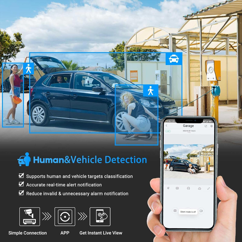 4K 8MP IP Poe AI Camera Security IP Turret Camera with 98Ft 2.0 Night Vision gallery