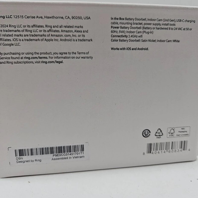Ring Starter Set with Battery Doorbell and Indoor Cam - Model #B0CZVXB3XT gallery
