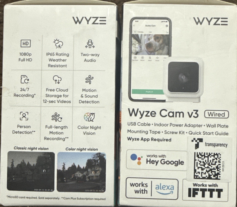 Pair of Wyze WYZEC3 Wired Indoor/Outdoor Surveillance Security Camera gallery